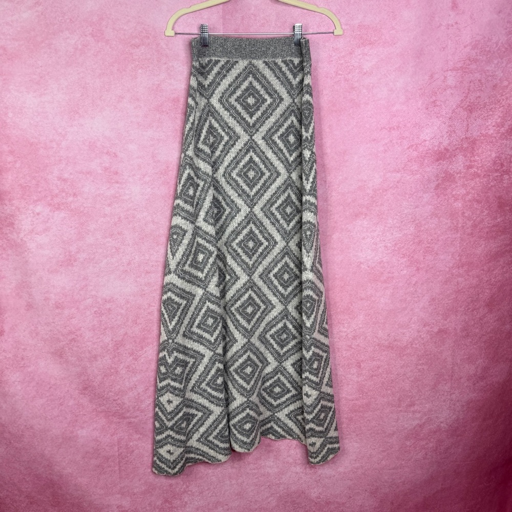 217. Anthropologie MOTH Gray Geometric Wool Alpaca Blend Maxi Skirt Small - Picture 3 of 5